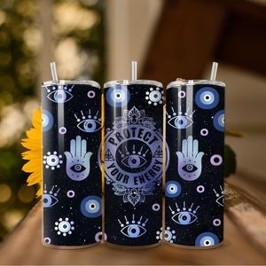 20 oz insulated evil eye tumbler